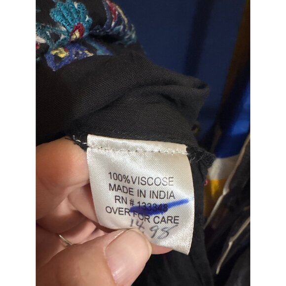 Kyla Seo Womens S Black Viscose Boho Tunic With Embroidery & Lace Details - Picture 4 of 6